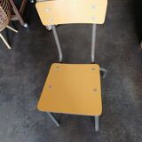 Petite chaise ecole 1950s tubee formica jaune