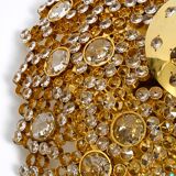 Gorgeous large 1970s Palwa brass ceiling or wall lamp with faceted crystal