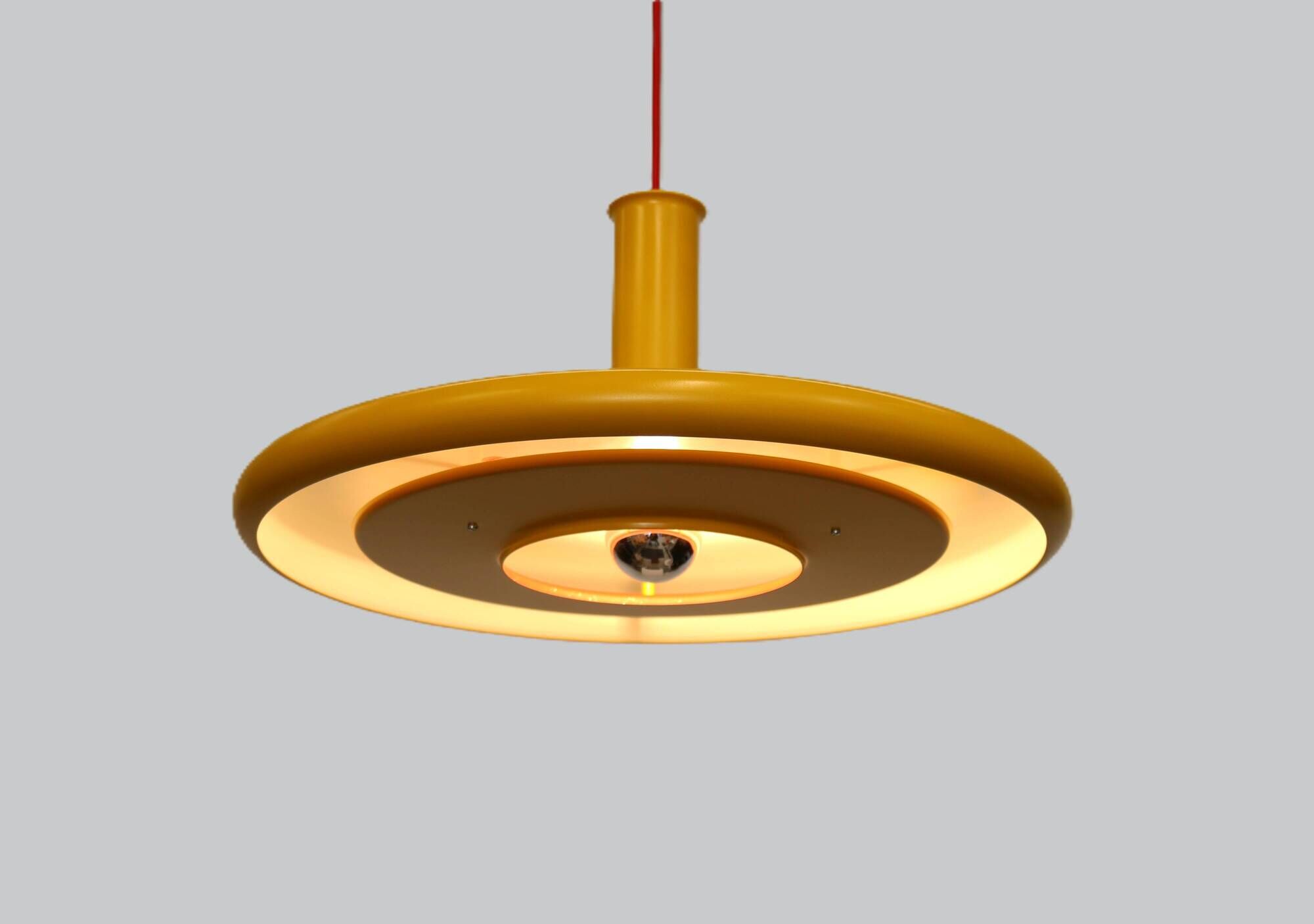 Yellow XL Fog & Morup Optima Pendant Lamp: Hans Due Design, Denmark 1970s