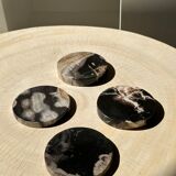 Set of 4 fossilized wooden coasters