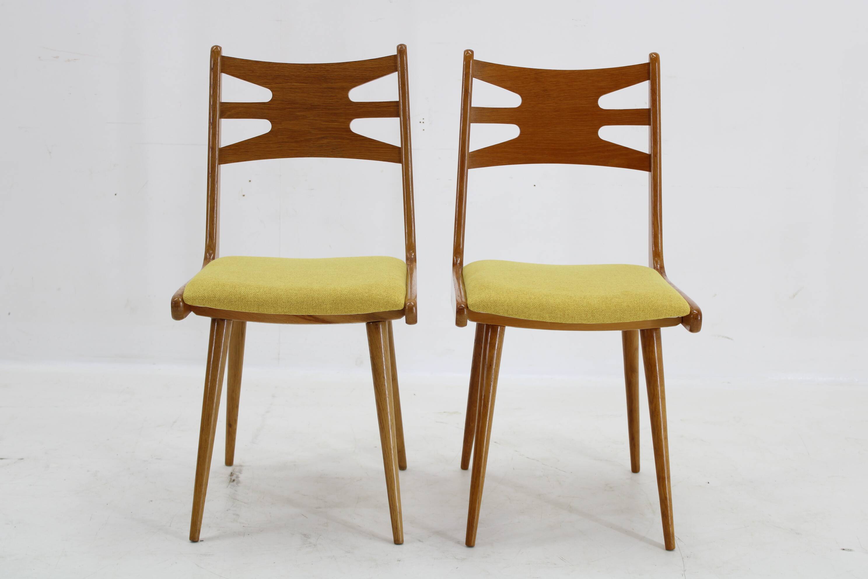 1960s Set of Four Restored Rare Dining Chairs, Czechoslovakia