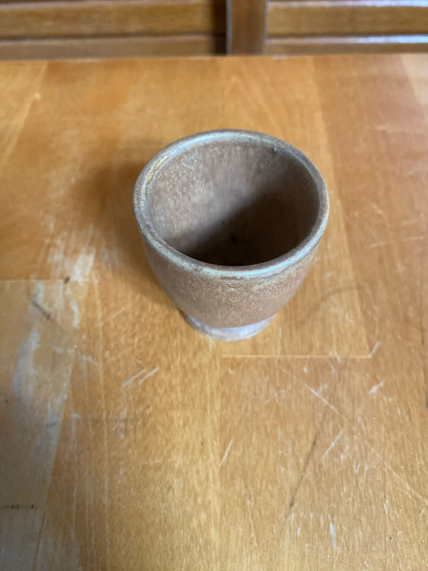 Set of 5 Vintage Beige Stoneware Egg Cups