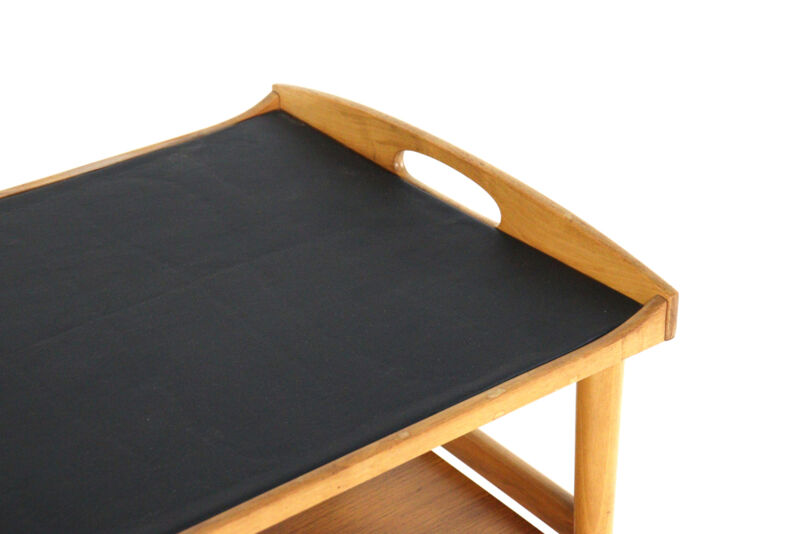 mid century modern wooden Trolley with removable tray
