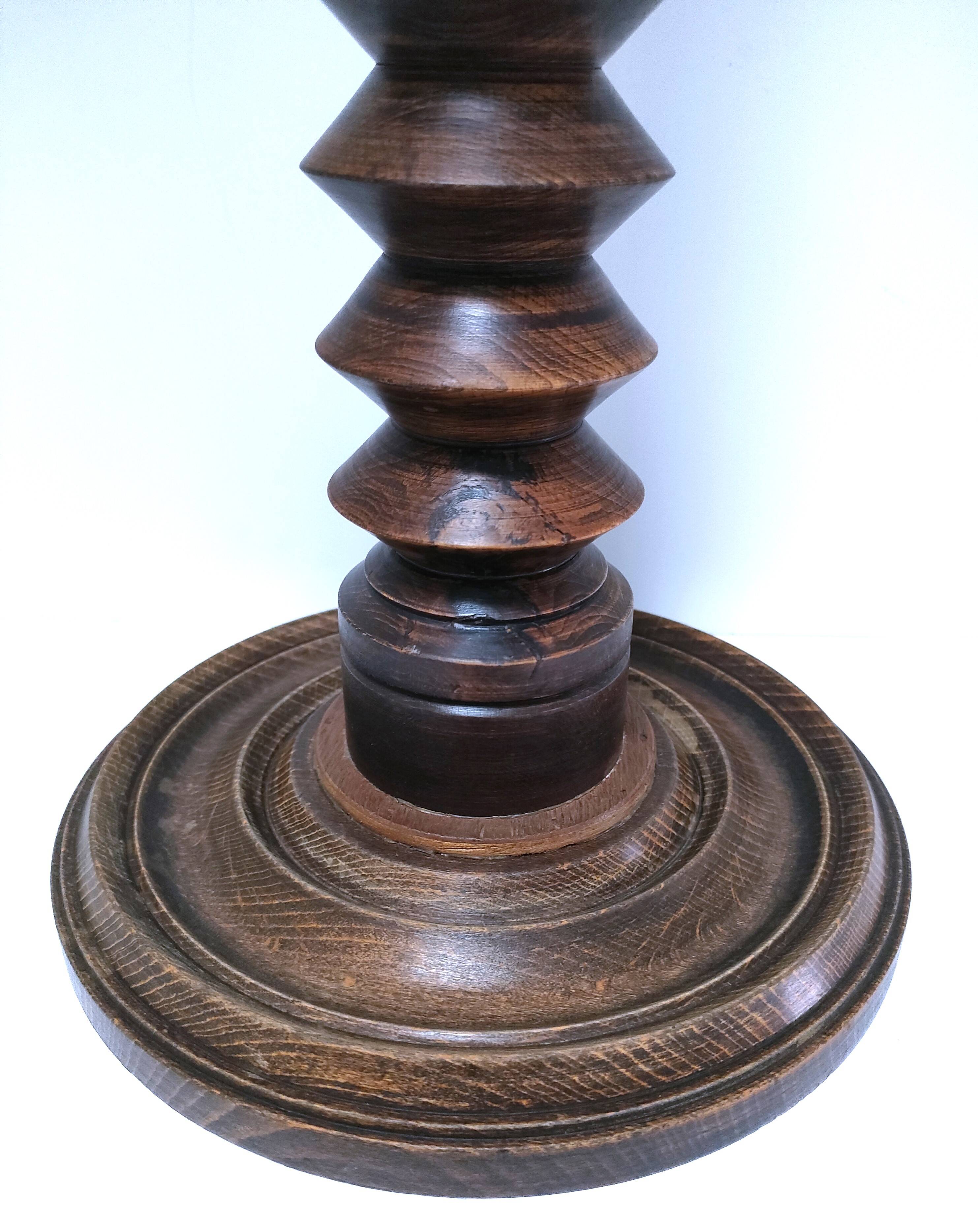 XL turned wooden lamp base H.47 cm 1950s design
