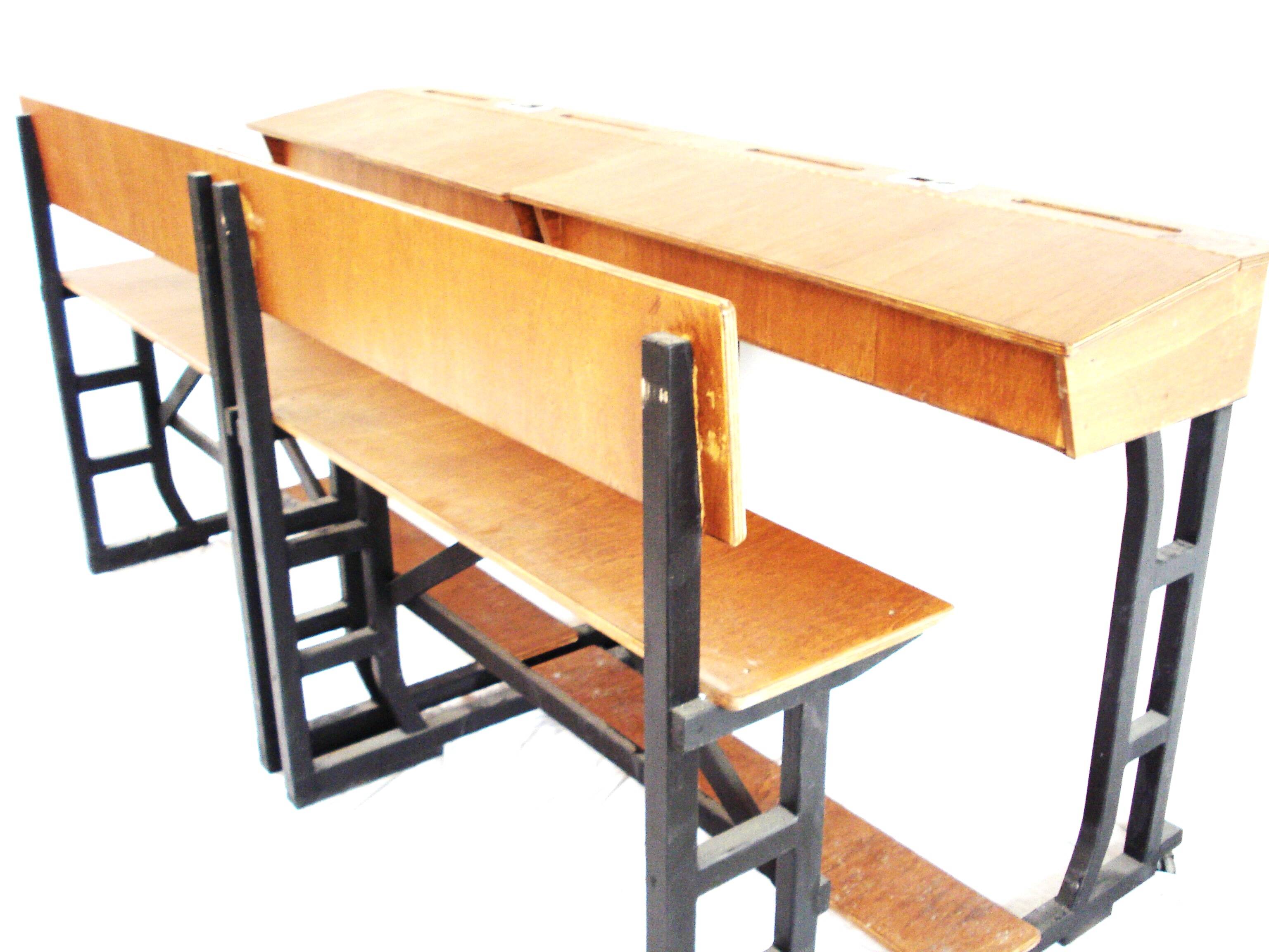 Large wooden school desk on wheels with desk flap, great for catering or the office