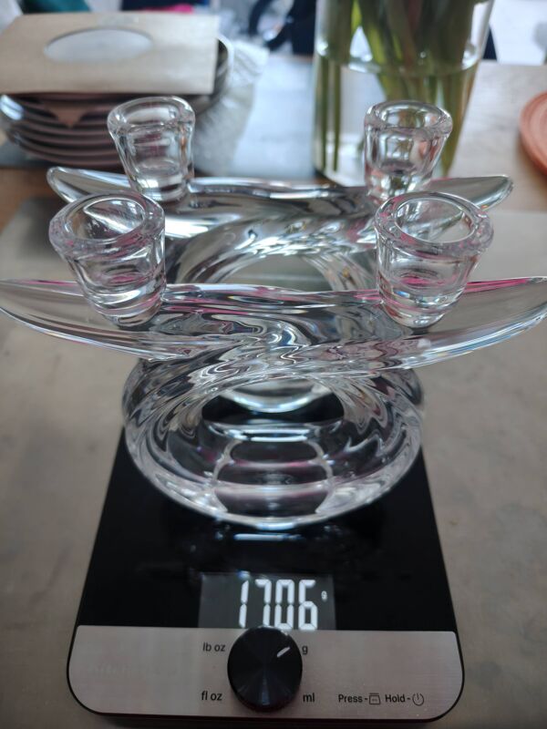 Lot paire Bougeoirs cristal Fr Art Vannes vintage années 60/70