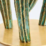Brass cactus and parrot sculpture console Alain Chervet 1989