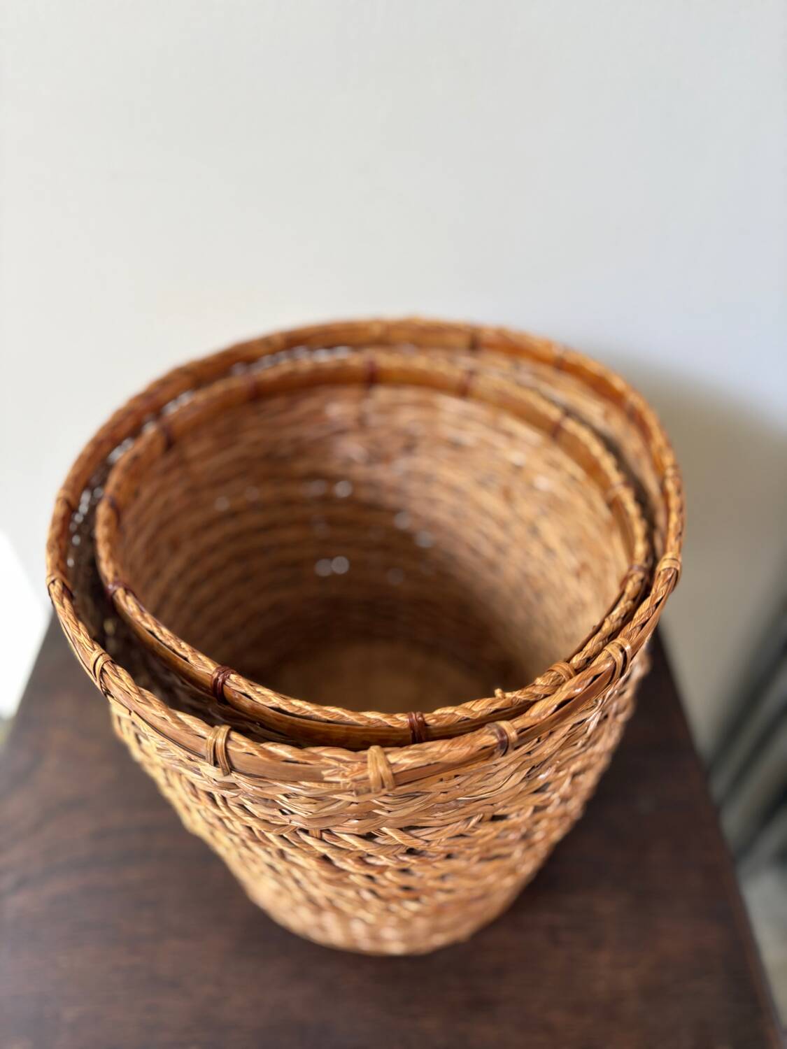 2 paniers en rotin vintage