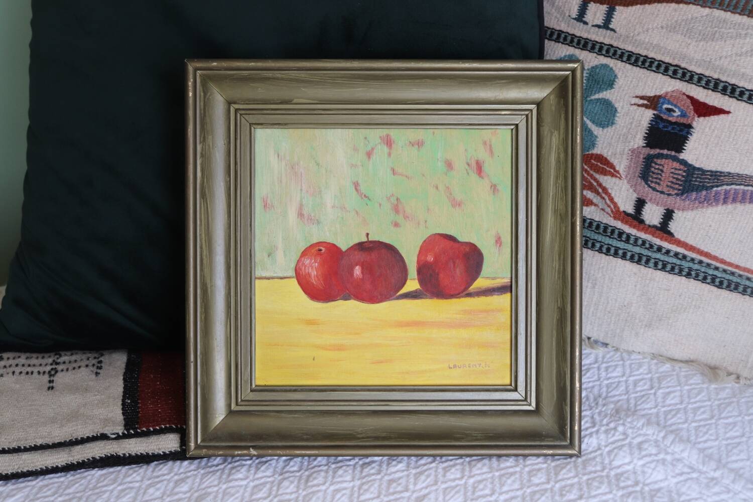 Huile sur panneau pommes vintage