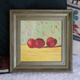 Huile sur panneau pommes vintage