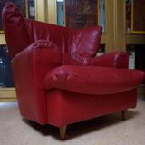 Vintage red leather Lounge Chair by Calia Italia, 1990s