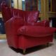 Vintage red leather Lounge Chair by Calia Italia, 1990s