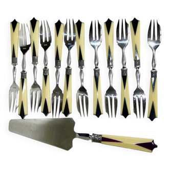 Dessert service (forks and pie server) Art Deco