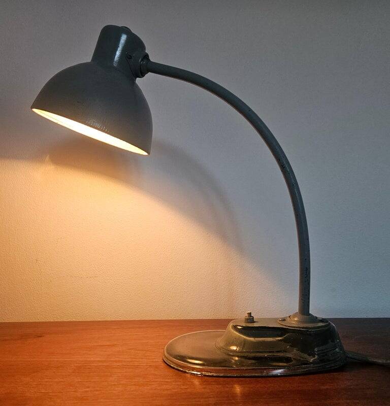 Lampe de bureau industrielle Bauhaus, Marianne Brandt, Kandem, base en verre, années 1930