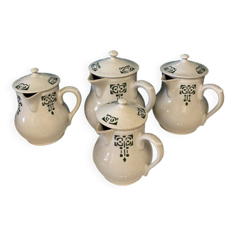 Set of 4 vintage art deco Saint Uze pitchers