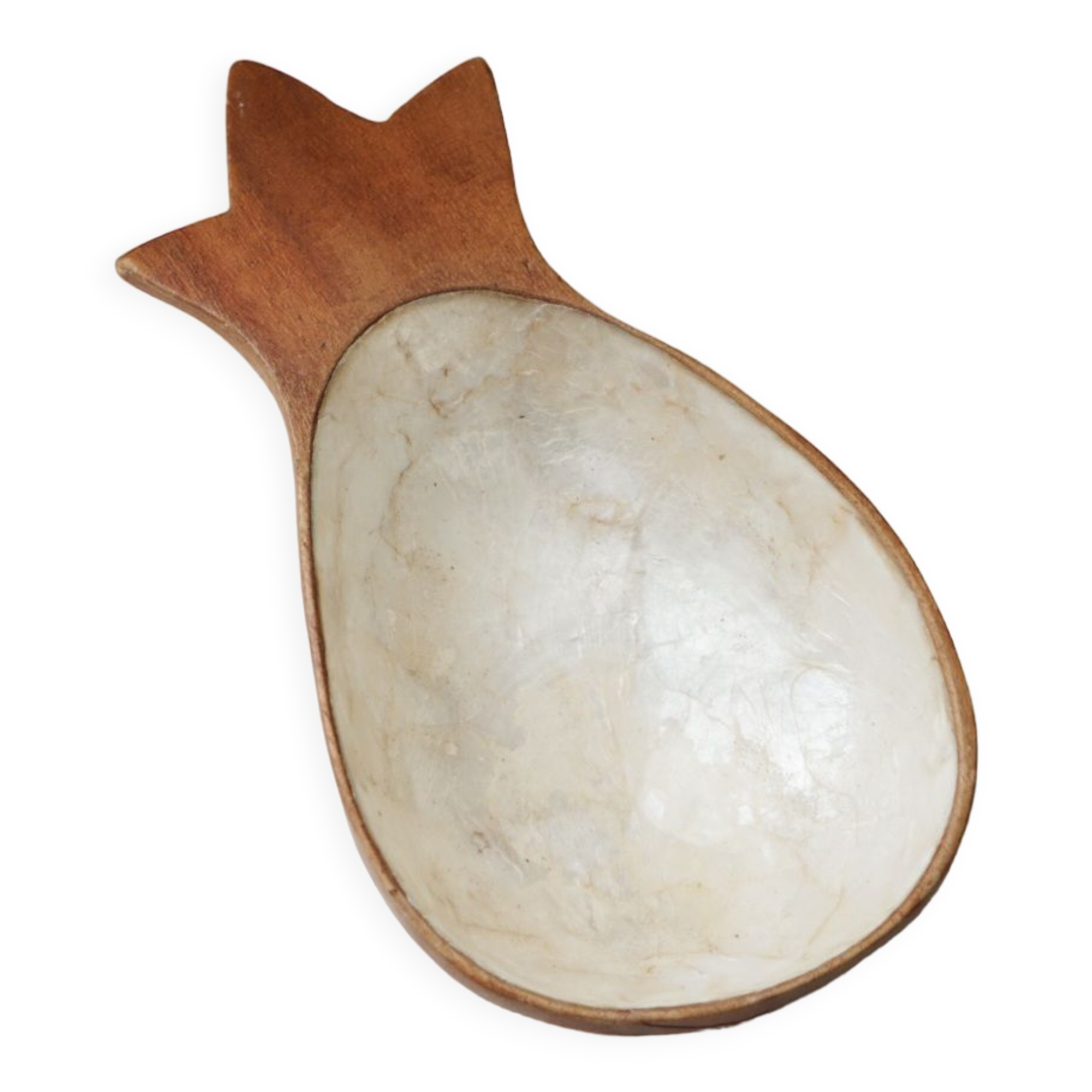 Empty cup pocket wood and mother-of-pearl pineapple shape