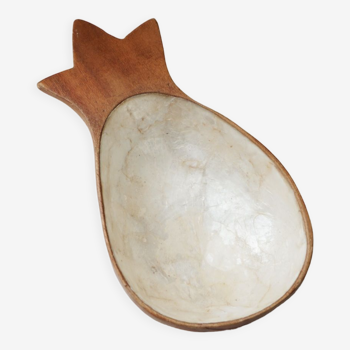Empty cup pocket wood and mother-of-pearl pineapple shape
