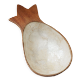 Empty cup pocket wood and mother-of-pearl pineapple shape