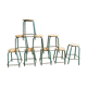 Set of 9 green / blue chains industrial stool years '50s including 8 low and a top