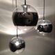 Set de 3 lampes à suspension globe en verre miroir, 1960s