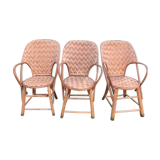 Trio of braided chestnut chairs