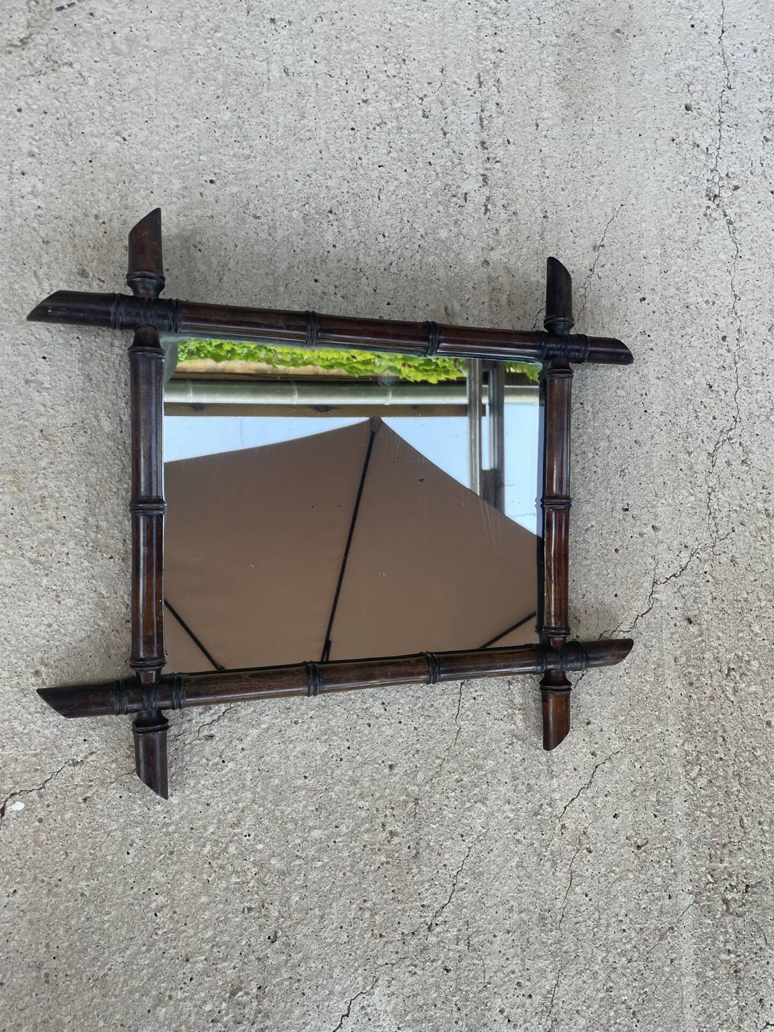 Vintage bamboo wall mirror – Handmade wooden frame
