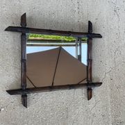 Vintage bamboo wall mirror – Handmade wooden frame