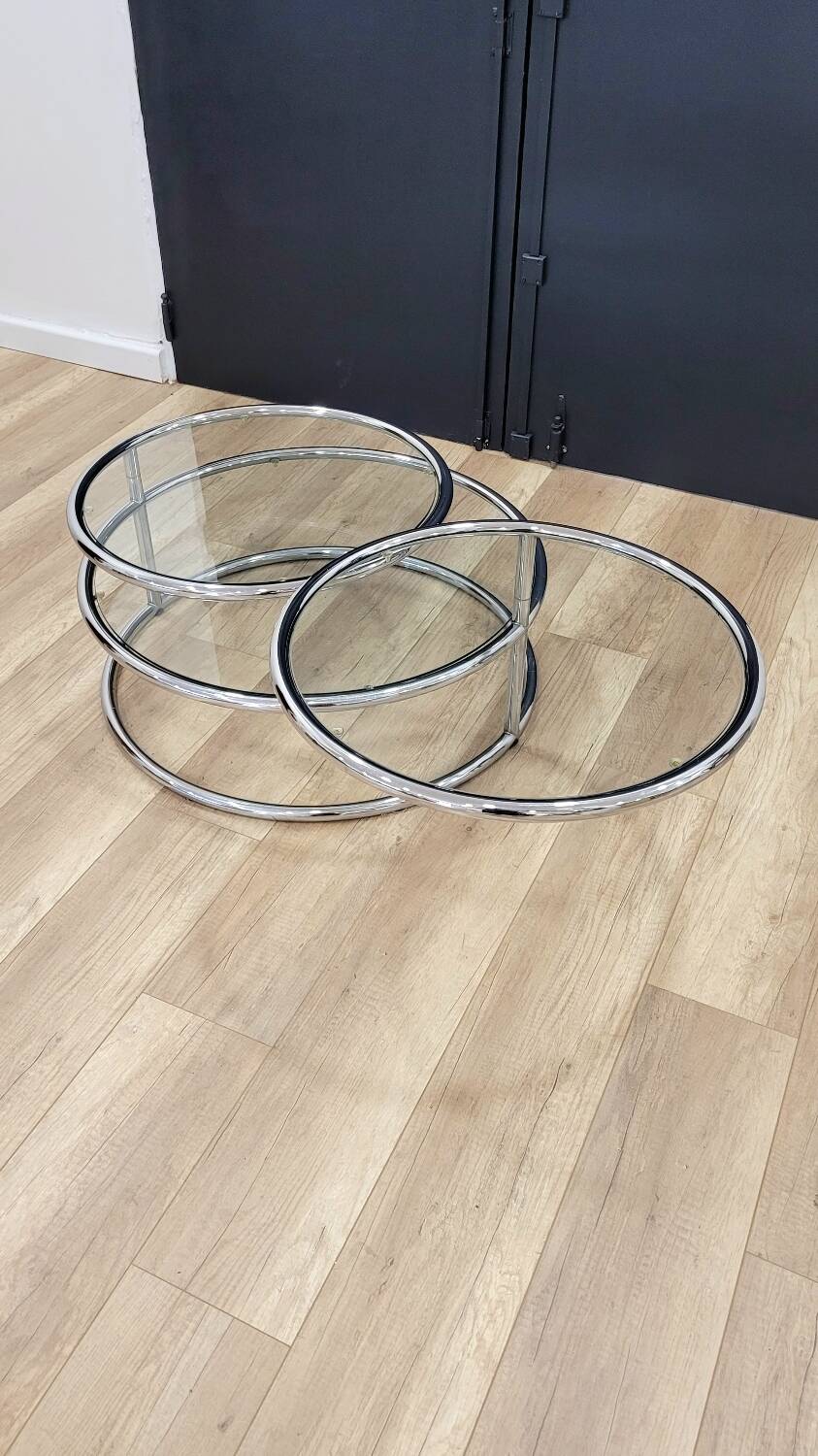 Glass and chrome coffee table