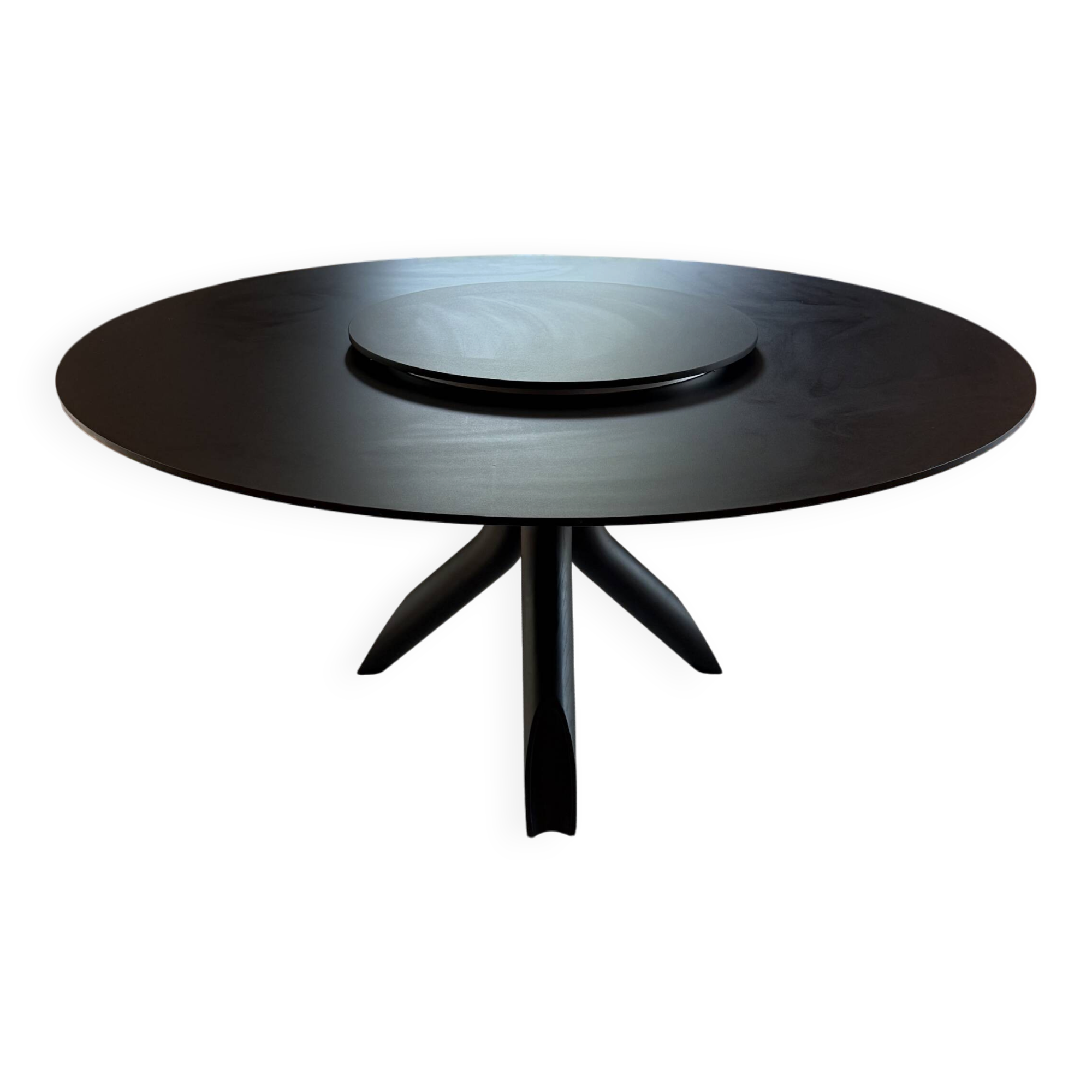 Round table colico matte black ceramic, matte black ash legs d160+plate 70