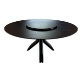 Table ronde colico céramique noir mate, pieds frêne noir mate d160+plat 70
