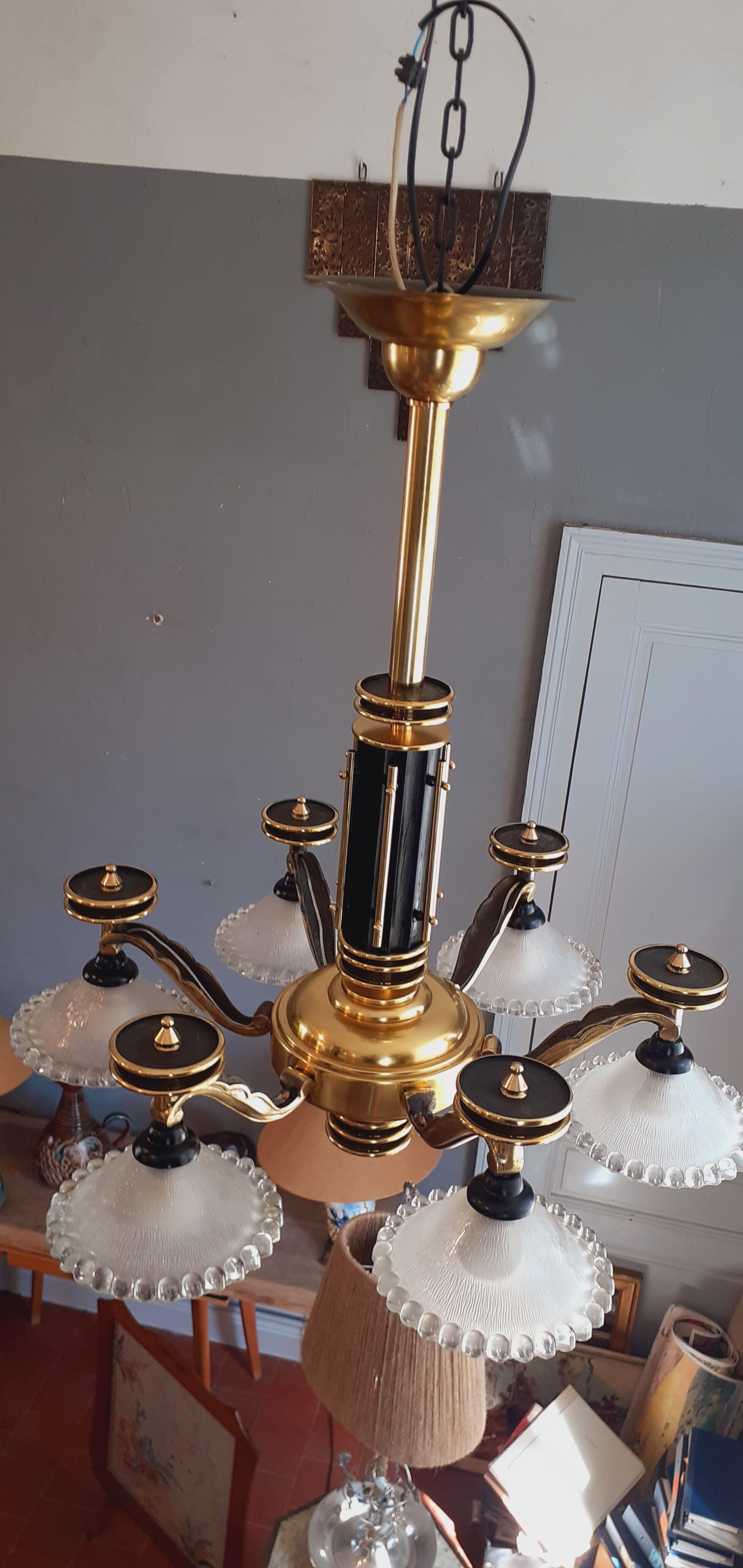 Art Deco chandelier six lights year 40