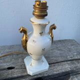 White and gold Limoges porcelain lamp
