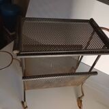 Serving trolley attributed to Mathieu Matégot in perforated metal