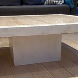 Table basse bois et travertin
