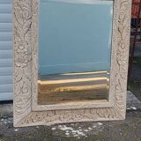 Large beveled mirror 1900 patinated in gray