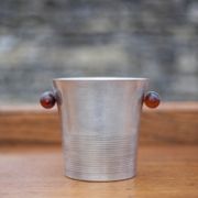 Art Deco ice bucket, silver metal ice bucket Bakelite handles