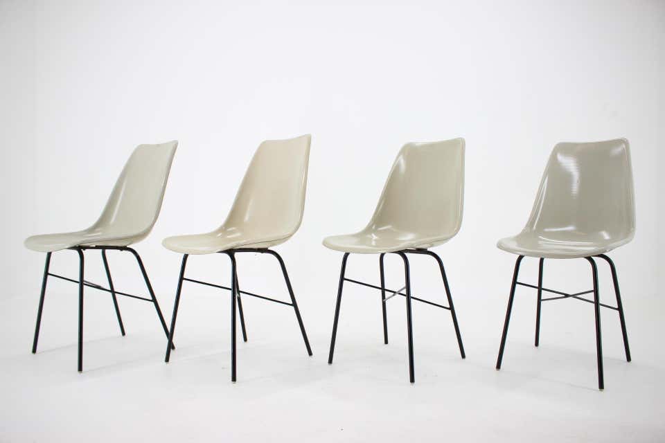 Set of 4 fiberglass dining chairs  Czechoslovakia, 1960