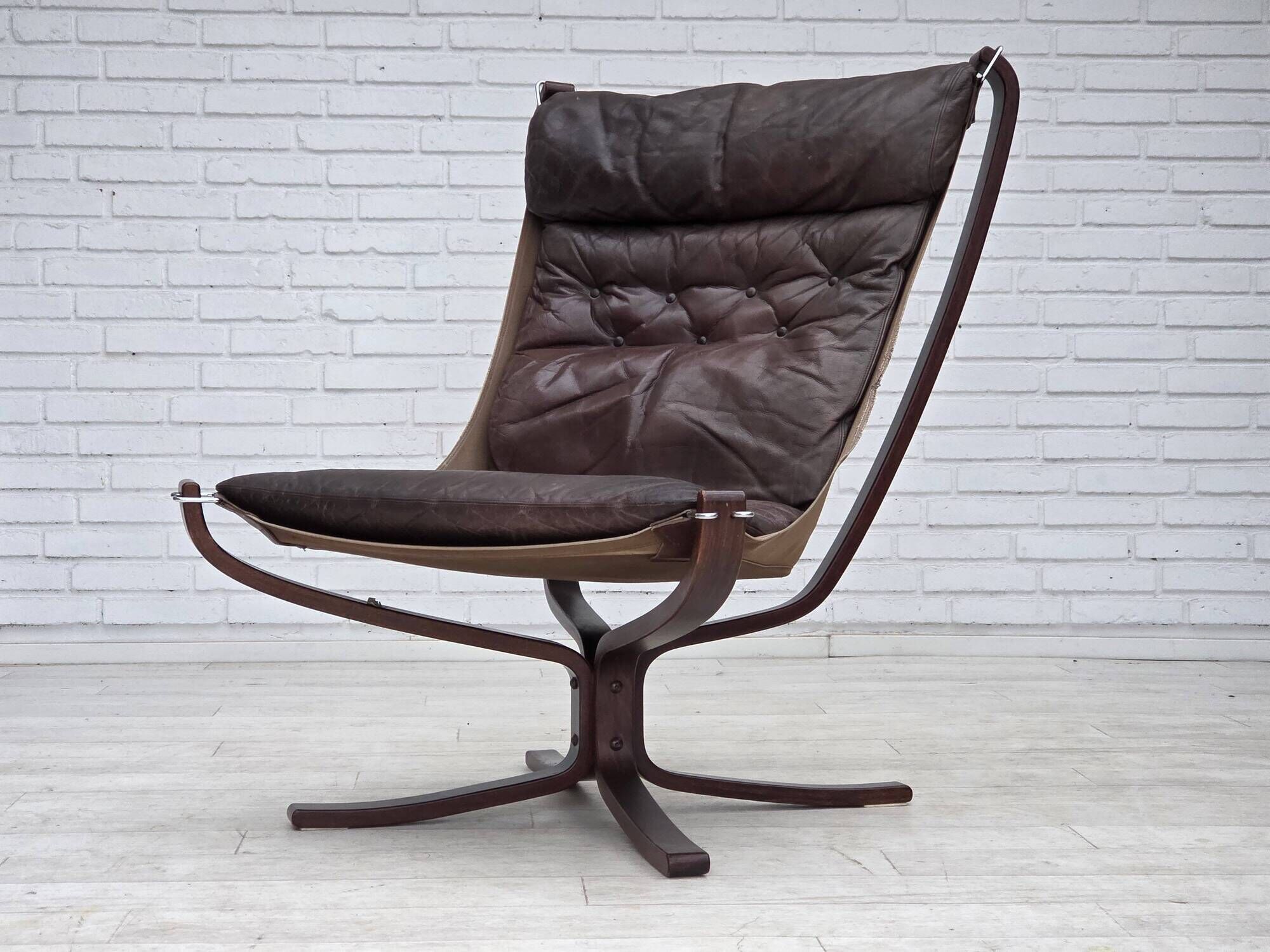 1970s, Norwegian design by Sigurd Ressel, chair "Falcon" with footstool.