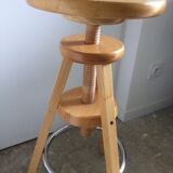 Vintage wooden screw tripod stool