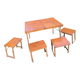 Old suitcase, table and stools, vintage wooden picnic