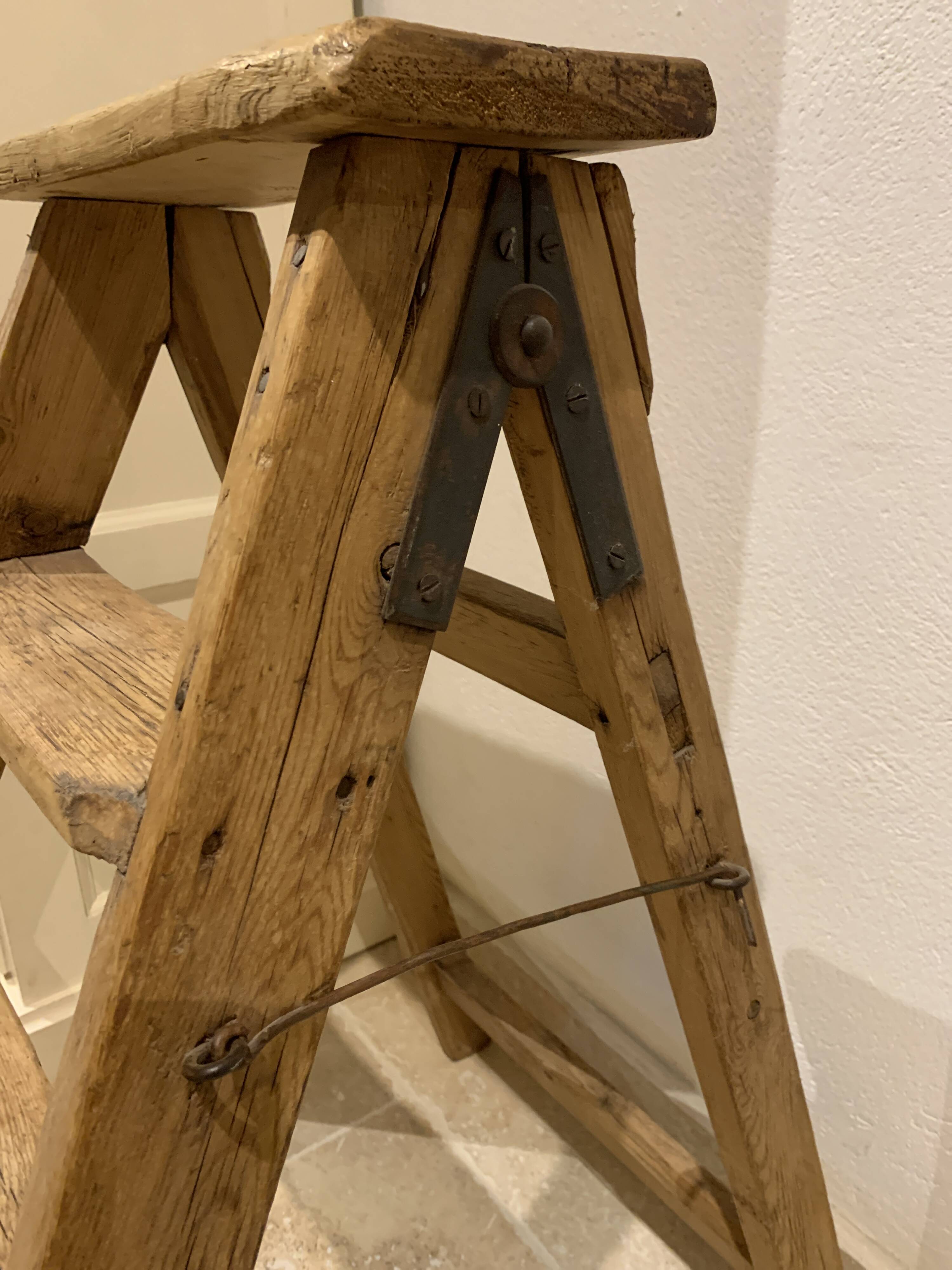 Solid wood stepladder very charming old decoration