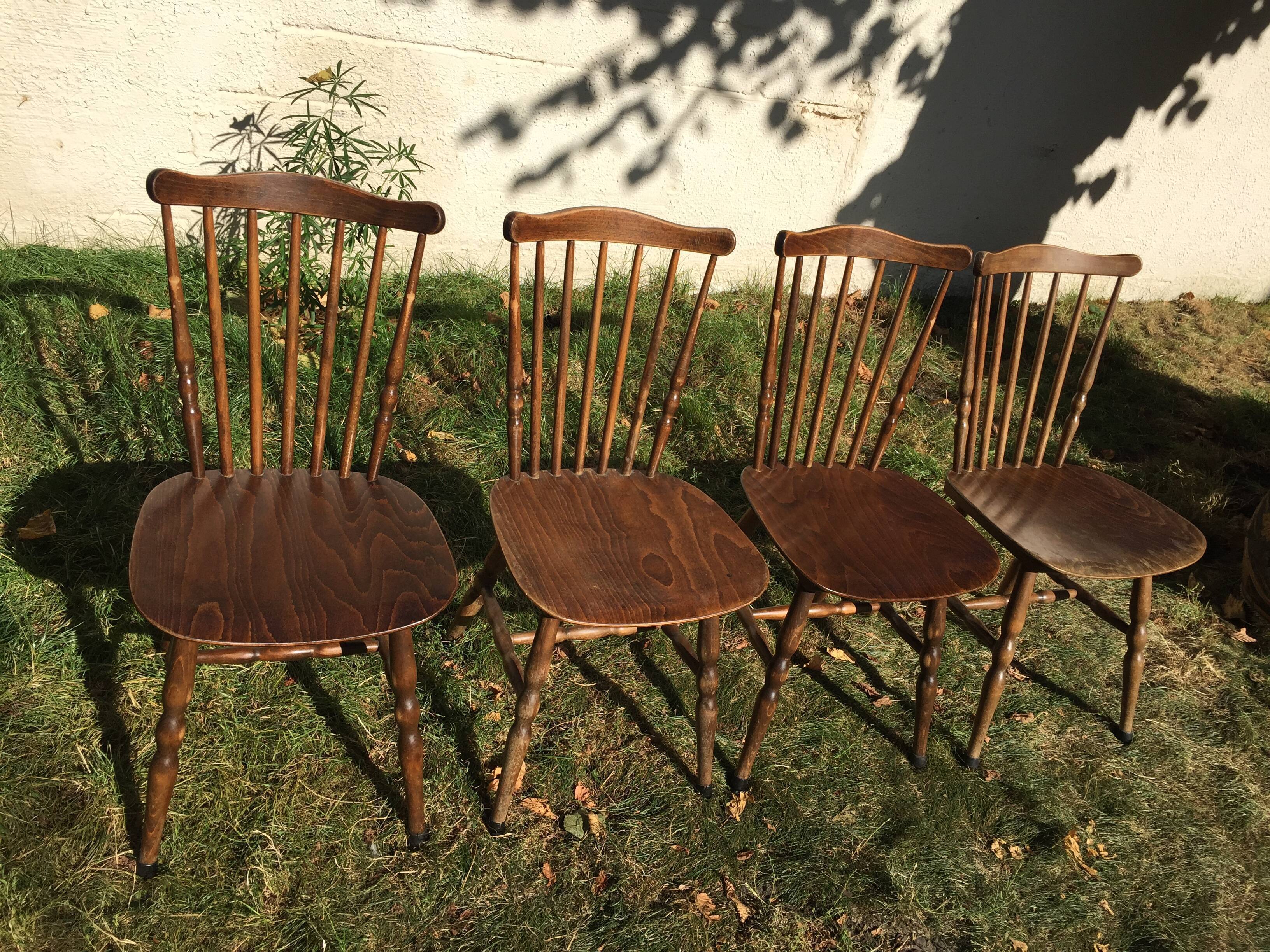 4 vintage wooden western chairs