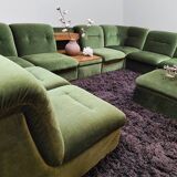 Canapé vintage modulable en velours "Green Spirit"
