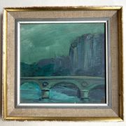 Rome at dusk, oil on panel, A. Luigini. 20th century.