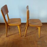 TWO ONE-PIECE VINTAGE WOODEN CHAIRS