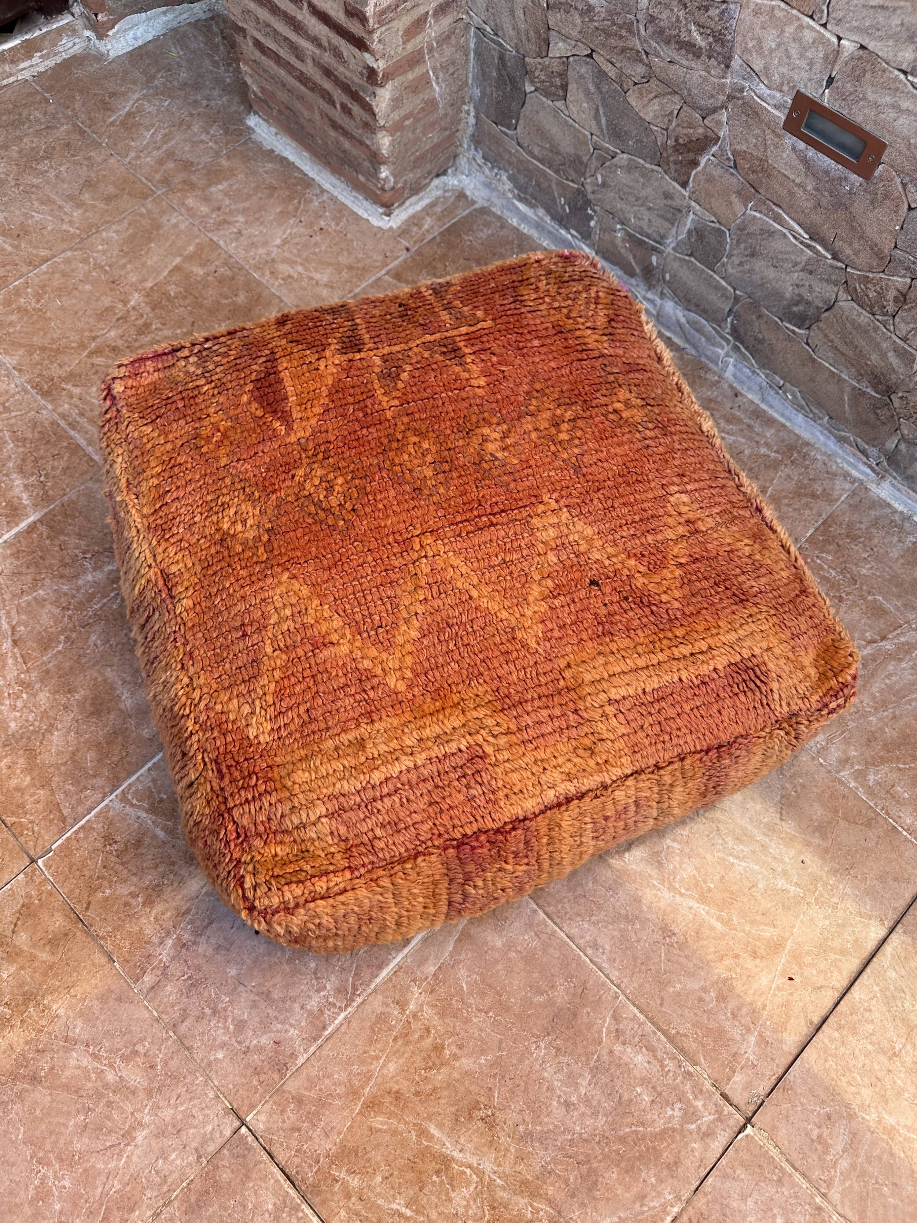 Handmade Berber Kilim pouf, floor cushion