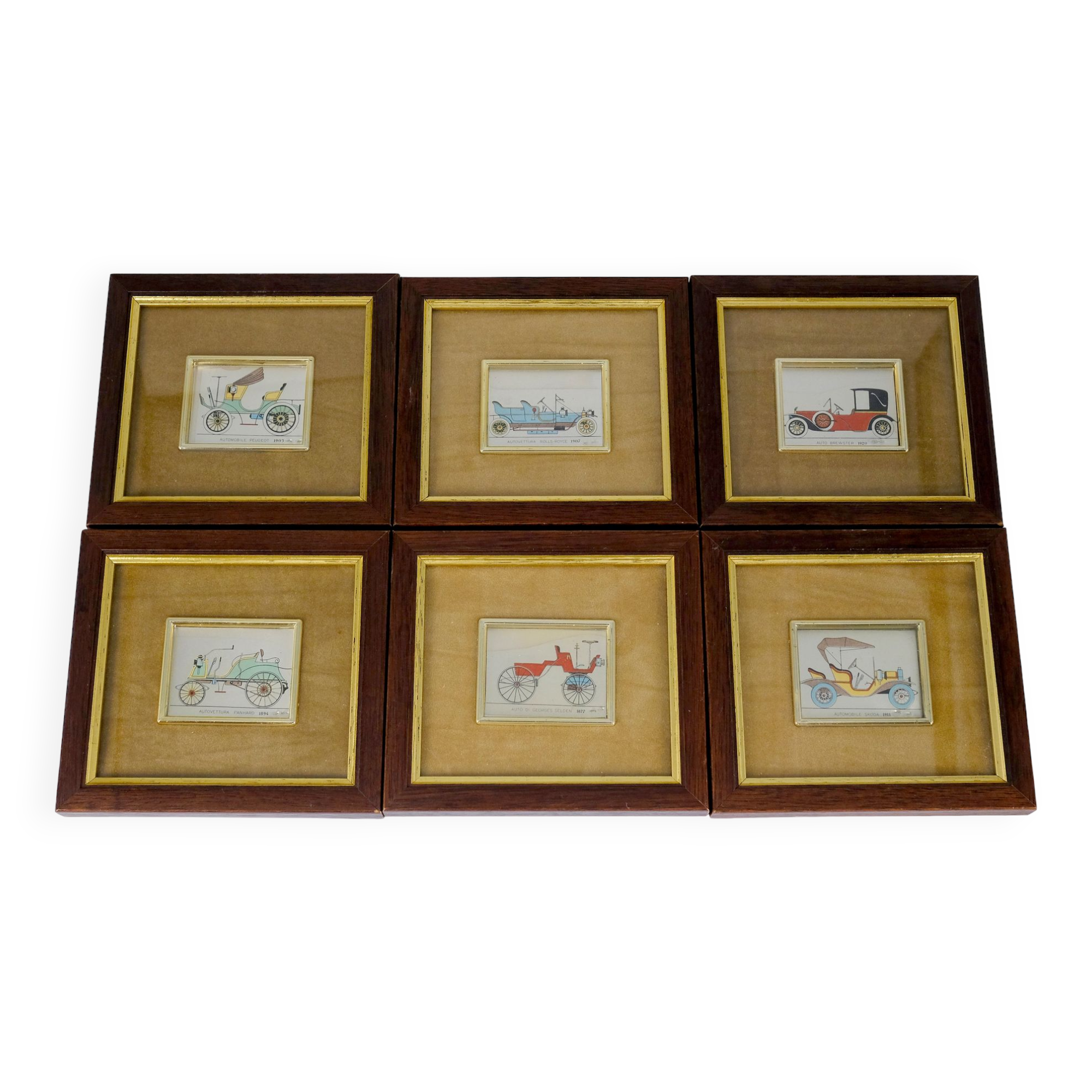 6 miniatures automobiles peintes sur argent 800/***