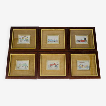 6 miniatures automobiles peintes sur argent 800/***