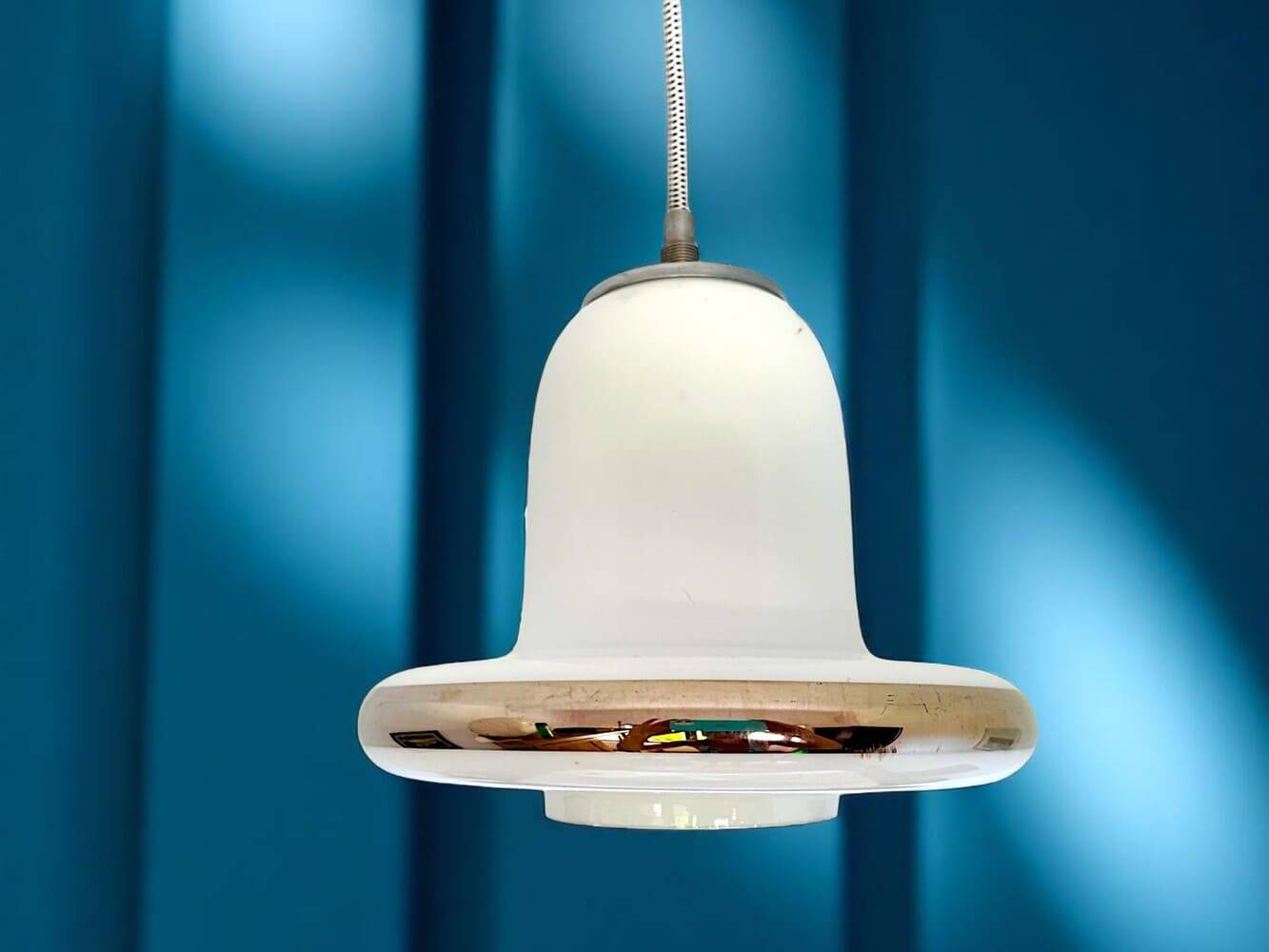 Danish Modern opaline glass hanging lamp
