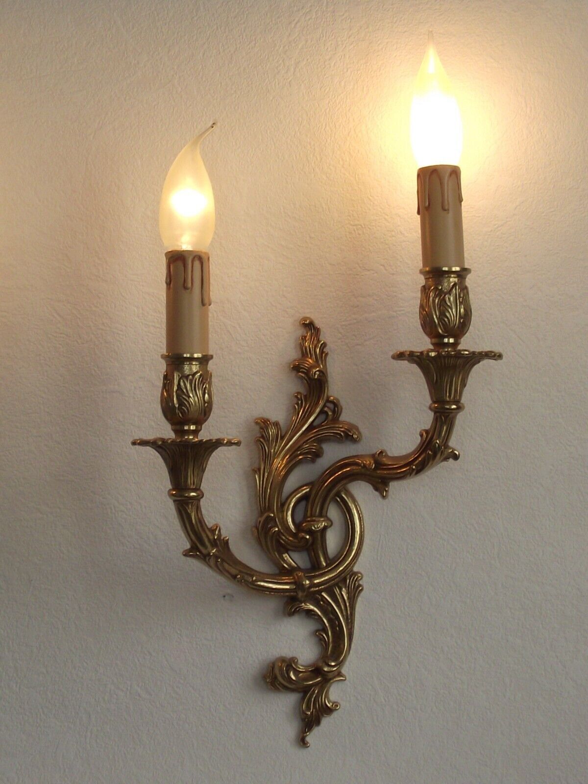 Pair of bronze double wall lights